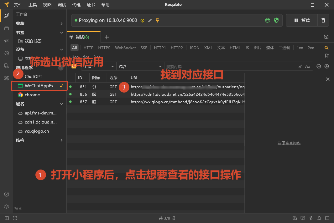 Reqable 筛选 PC 微信小程序流量